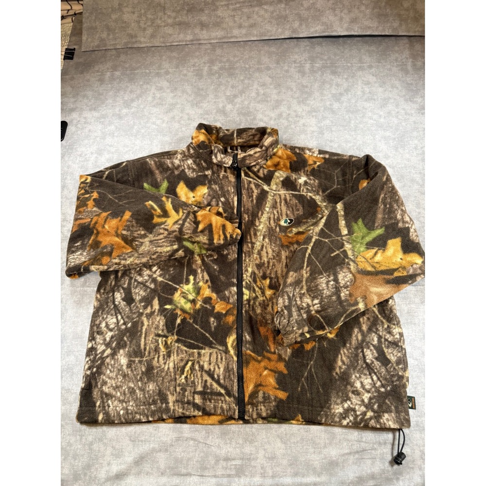 Mossy Oak Camo Fleece Jacket Mens 2XL Full Zip Break Up Infinity Hunting Coat